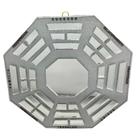 Baguá Feng Shui de Vidro Espelhado Prateado Octogonal 16 cm
