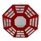 Baguá feng shui de vidro espelhado vermelho octogonal 16 cm