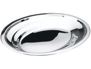 Baixela de Inox Rasa Oval 25cm para Servir Porções Saladas Petiscos Bar Restaurante