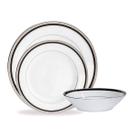Baixela de pratos em porcelana Noritake Toorak Noir Platinum 18 peças