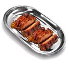 Baixela Oval de 35cm Bandeja em Aço Inox Travessa Servir Porções Restaurante Buffet