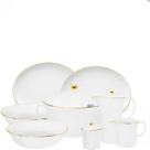 Baixela para Servir Sofia Ouro 8pç Porcelana Oxford