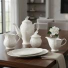 Baixela Servir, Travessas e Bule,Açucareiro 6pç Porcelana New Bone Butterfly Flower Lyor