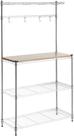 Bakers Rack Amazon Basics, cozinha de 3 camadas, madeira/cromada