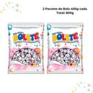 Bala Tutti-Frutti Bolete Bala com Chiclete Kit 2 Un. de 400g