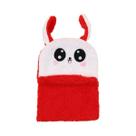 Balaclava Infantil De Inverno Em Veludo Coral Com Desenho De Coelho, Cachecol E Gorro De Pelúcia Com
