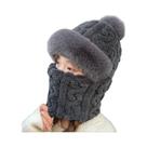 Balaclava Térmica Feminina De Inverno Com Forro De Lã E Gorro (2 Peças) - Máscara Corta-Vento Para