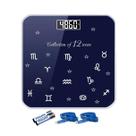 Balança Digital Corporal Portátil Banheiro de Vidro Nível das Pilhas Temperatura - Signos Azul