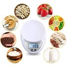 Balança Digital de Cozinha 5kg com Vasilha Transparente Removível Precisão 1g e Pilha Inclusa Branca