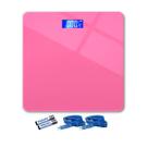 Balança Digital de Vidro Corporal Portátil Banheiro Consultório Viagens Visor Peso Nível das Pilhas Temperatura - Rosa