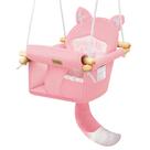 Balanço de bebê de madeira AskCat Fox Design rosa com cinto de segurança