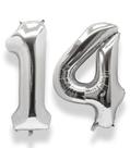 Balão AULE Foil Number 14 Silver 40 polegadas para festa de aniversário