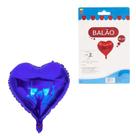 Balão Bexiga Tam Médio 45cm Coração Metalizado Azul Escuro