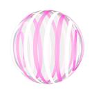 Balão Bubble Estampado Listras Brancas e Rosas - 18 Polegadas