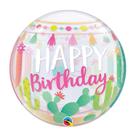 Balão de Festa Bubble 22" 56cm - Happy Birthday Lhama - 01 Unidade - Qualatex - Rizzo Balões