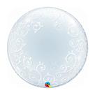 Balão de Festa Bubble Duplo 24" 60cm - Filigrana Chique Branco - 01 Unidade - Qualatex - Rizzo Balões