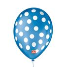 Balão de Festa Decorado Poá Bolinha - Azul Cobalto e Branco 9" 23cm - 25 Unidades - Balões São Roque