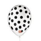 Balão de Festa Decorado Poá Bolinha - Branco e Preto 9" 23cm - 25 Unidades - Balões São Roque -