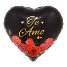 Balão de Festa Microfoil 18'' 45cm - Coração Te Amo Rosas - 1 unidade - Make Mais - Rizzo