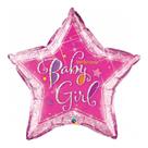 Balão de Festa Microfoil 36" 91cm - Estrela Welcome Baby Girl Rosa - 1 unidade - Qualatex Outlet - Rizzo