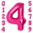 Balão de Foil Número 4 - 40cm Rosa Choque - com Hélio