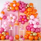 Balão Garland BTZO Pink Orange Daisy com ouro metálico