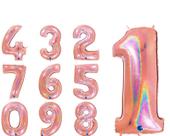 Balão Holográfico Números 1 Rose Gold 40 polegadas Balão Holográfico Números 1 Rose Gold 40 polegadas