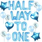Balão Jevenis a meio caminho de uma festa de meio aniversário azul