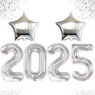 Balão KatChon 2025 Silver de 40 Polegadas com Estrelas