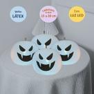 Balão Látex Halloween - Fantasma Branco com Luz Led - Kit com 5 Unidades