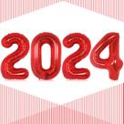 Balão LHOAVWE 2024 número 40 polegadas vermelho para festa de Ano Novo Balão LHOAVWE 2024 número 40 polegadas vermelho para festa de Ano Novo
