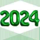Balão LHOAVWE 2024 Número 40cm Verde com Palha e Fita