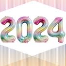 Balão LHOAVWE 2024 Rainbow Gradient, números de 40 polegadas Balão LHOAVWE 2024 Rainbow Gradient, números de 40 polegadas