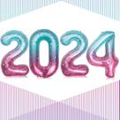 Balão LHOAVWE de 40 polegadas 2024, gradiente numérico, rosa, azul Balão LHOAVWE de 40 polegadas 2024, gradiente numérico, rosa, azul
