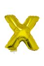 Balão Metalizado 16" Funny Letra X Dourado com Suporte