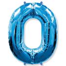 Balão Metalizado Azul Número 0 - 1 Metro