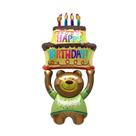 Balão Metalizado Birthday Cake Bear 24x65cm inflável