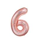 Balão Metalizado Holográfico número 6 Rosé Gold Holográfico para aniversários e festas 101 cm Un