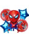 Balão Metalizado Homem Aranha 5 Unid Corpo 70 Cm E Redondos Azul E Vermelho Homem Aranha