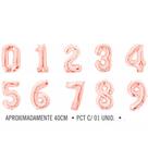 Balão metalizado numérico Rose Gold 16" 40cm decoração festa