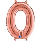 Balão Metalizado Número 0 Rosé Gold - 14'' (36 cm)