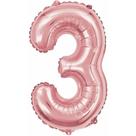 Balao metalizado numero 3 rose 40cm. - MAKE+