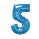 Balão Metalizado Número 5 azul Safira - 34 (86 cm)