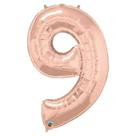 Balão Metalizado Número 9 Rosé Gold - 42'' (102 cm)
