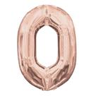Balão Metalizado Rose Gold Número 0 - 1 Metro