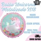 Balão Metalizado Unicornio Redondo 45cm Festa Decoraçao Aniversario