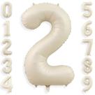 Balão Número 2 - 40cm - Folha de Alumínio - Cor Creme/Branco