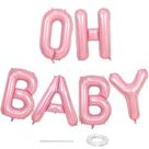 Balão OH BABY com letras de alumínio rosa pastel de 40 polegadas para chá de bebê