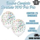 Balão Pic Pic Confete N10 C/25Uni Festa Decoraçao Aniversario