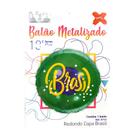 Balão Redondo Metalizado Micro Foil 18'' - Festa Brasil Estrelado - Ref. 8743 - 1 unidade